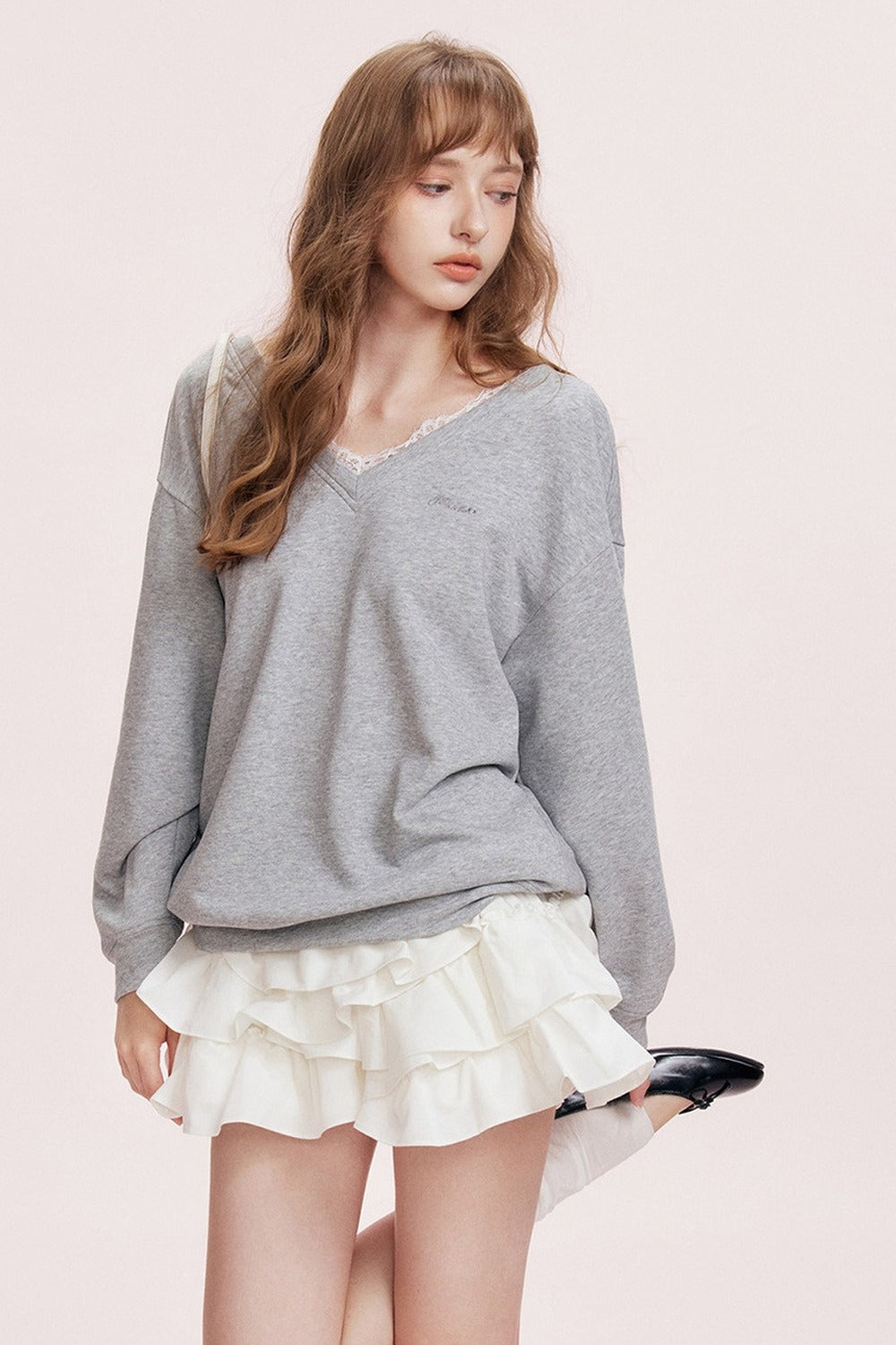 Romantic Lace Bow Sweatshirt