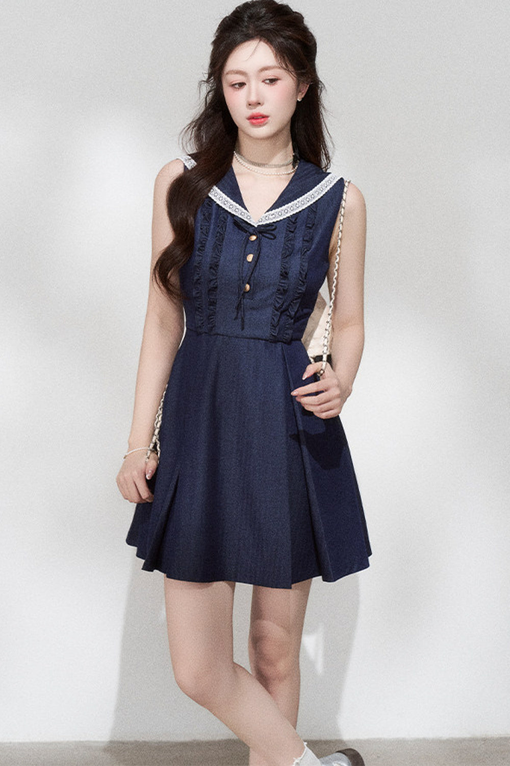 French Collar Bow Dress