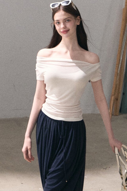 Lyocell Wool Twist-Neck Top