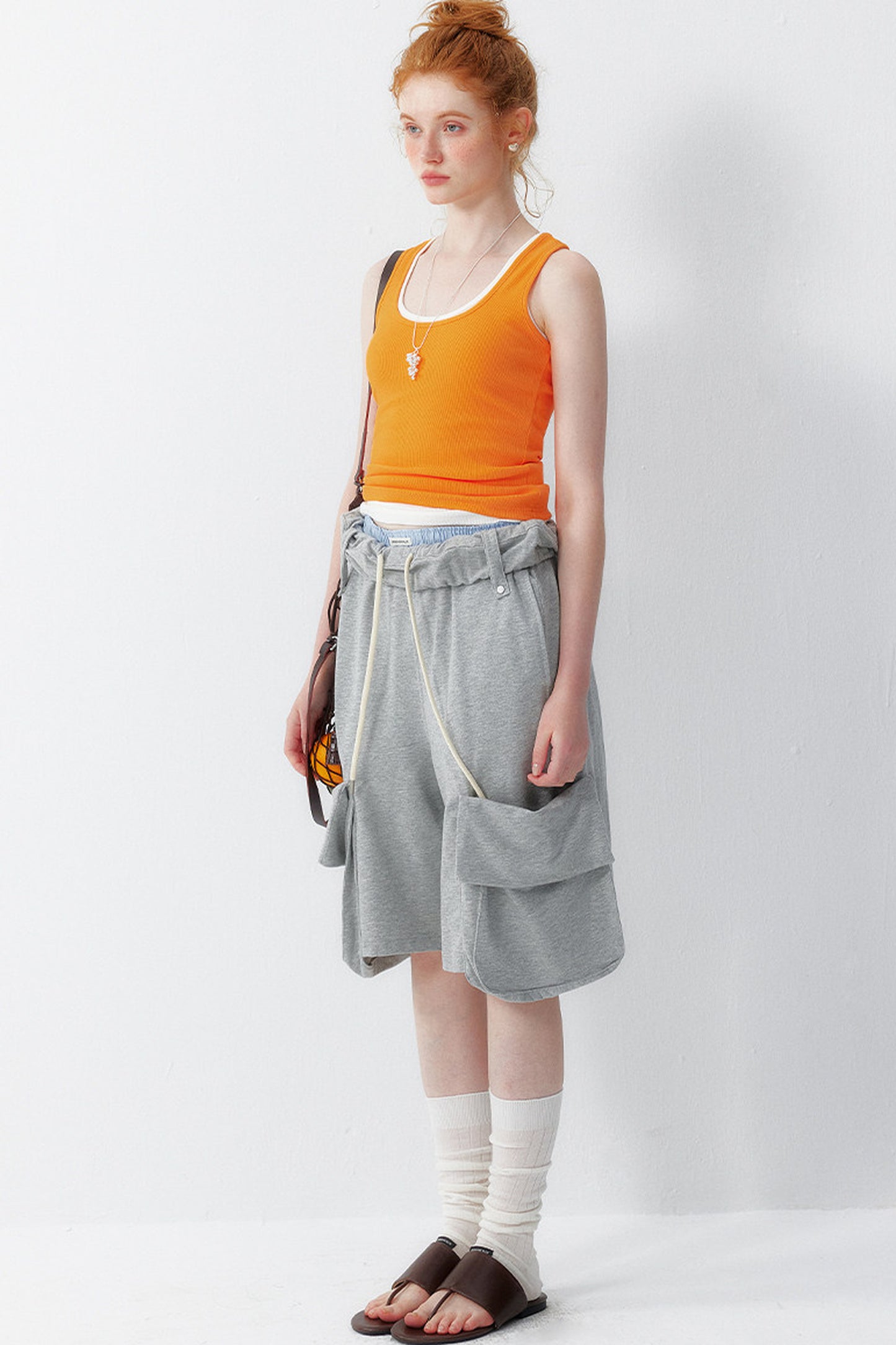 Orange U-Neck Tank Top