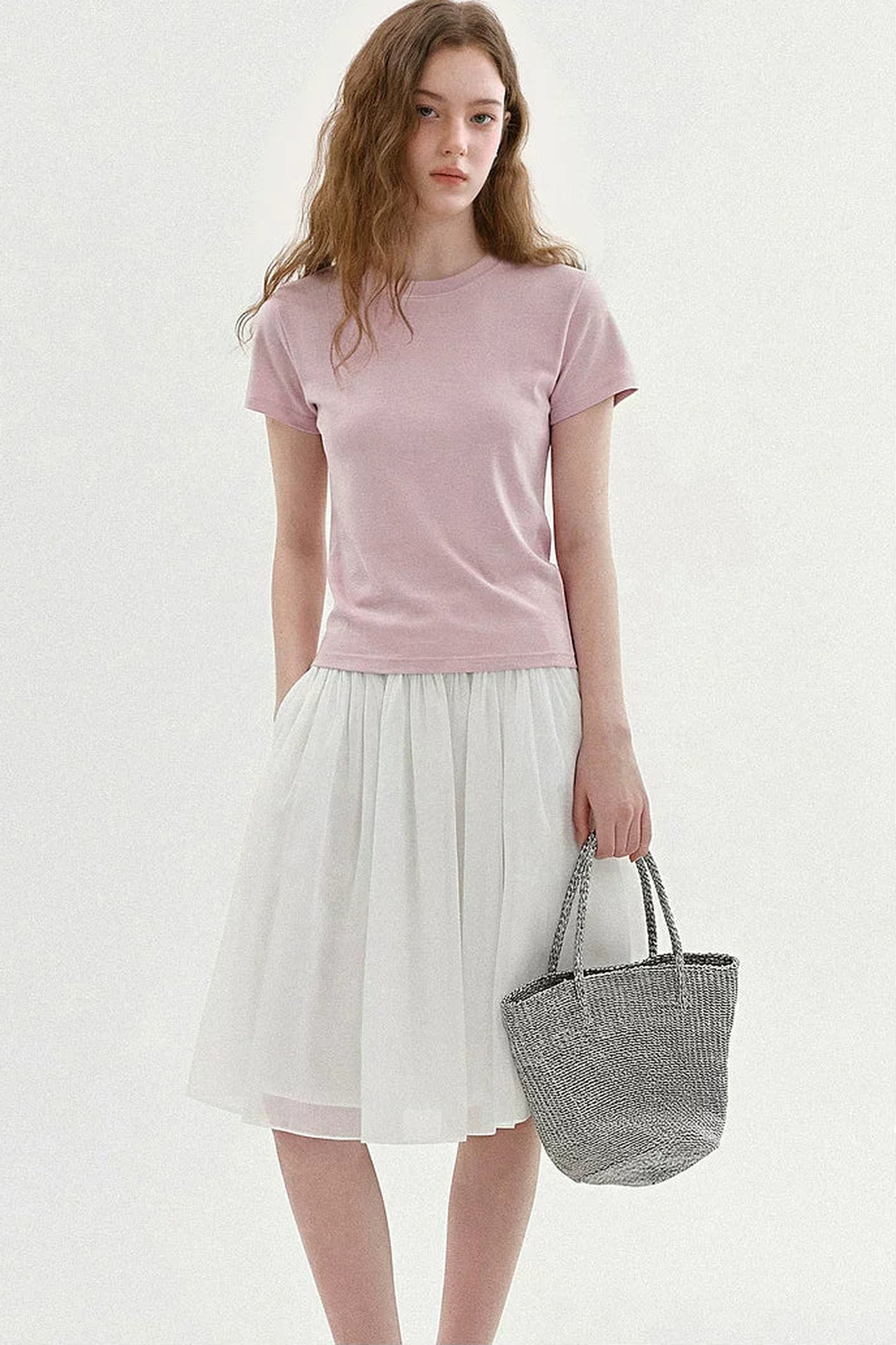 T-shirt rosa a girocollo