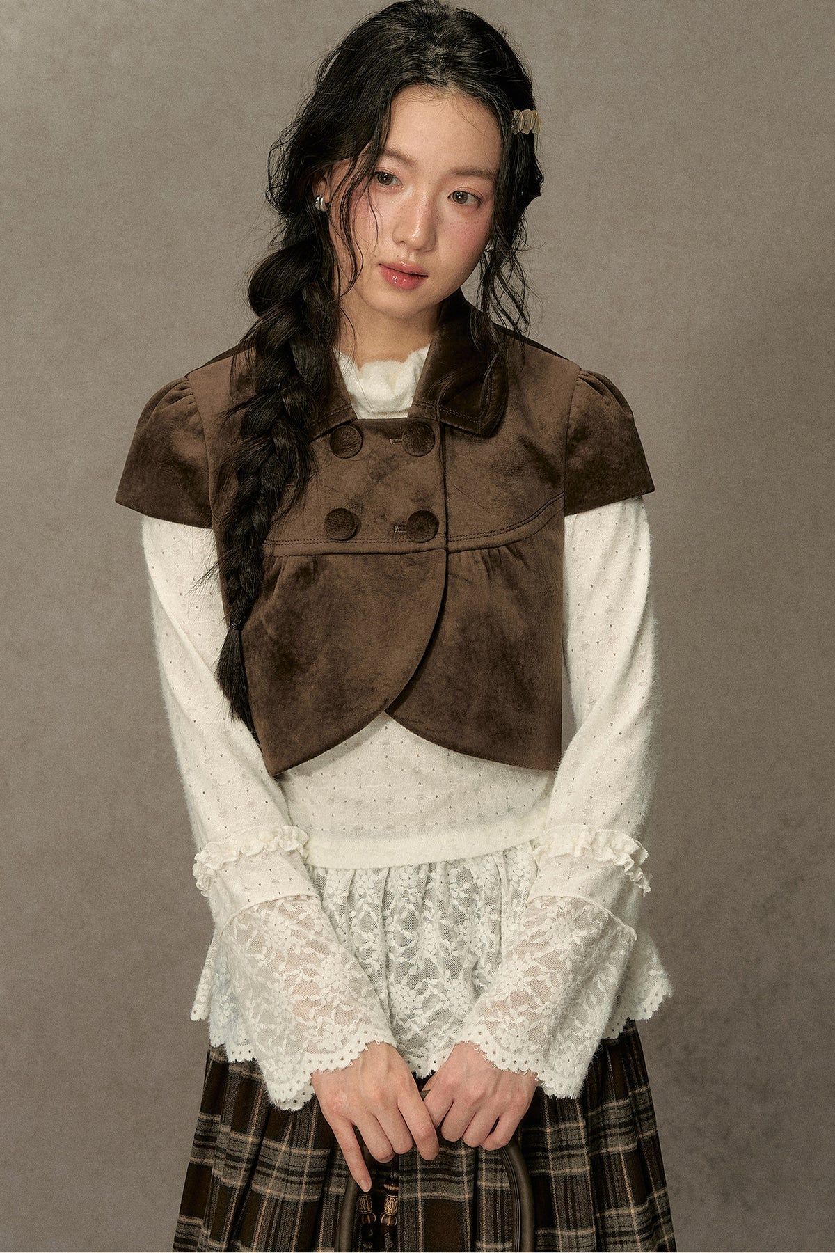 Gilet vintage croisé à revers