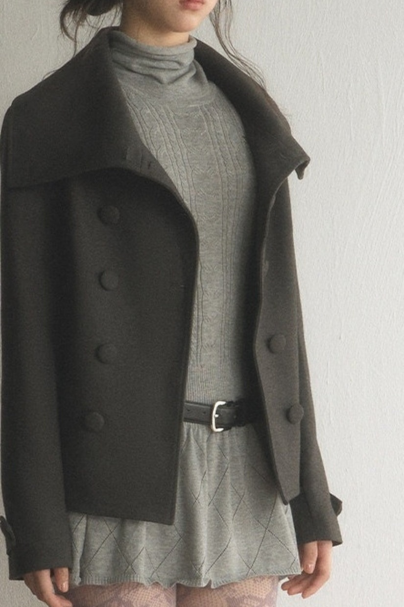 Large Lapel Double-Breasted Wool Coat