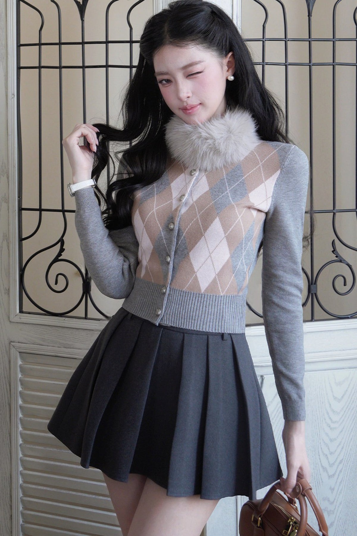 Two Narcissus Pleated A-Line Skirt and Top Set-Up
