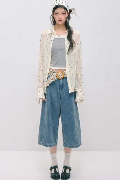 Dekonstruierte 7/8-Hose mit weitem Bein