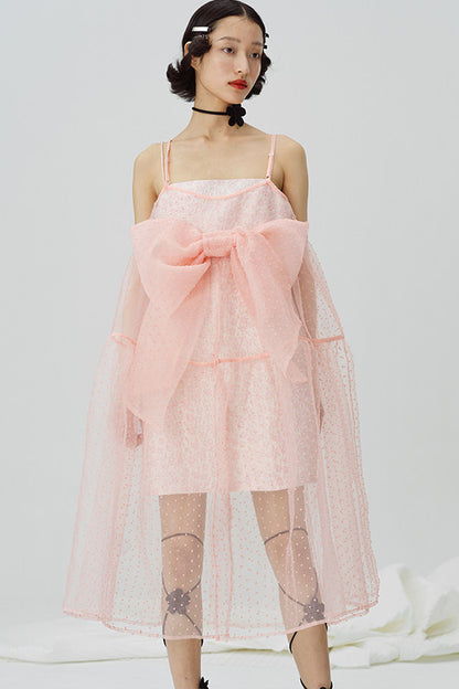 Pink Peach Blossom Strap Dress