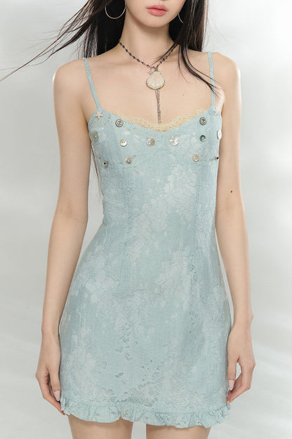 Schweres Spitzen-Trägerkleid