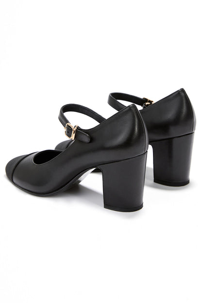 Genuine Leather Chunky Heel Women's Shoes