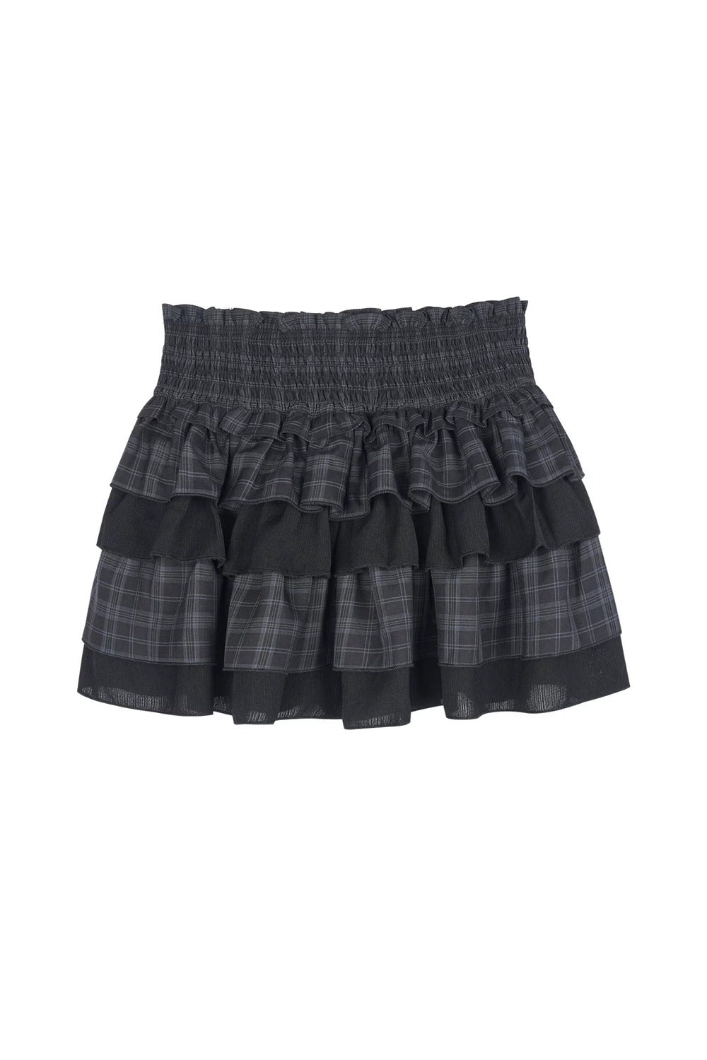 Plaid Waist-Cinching Cake Skirt