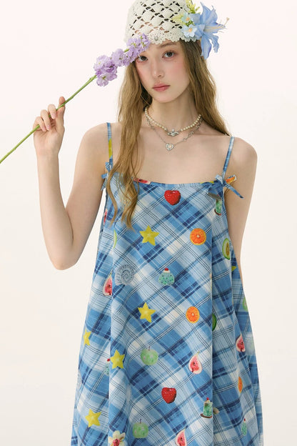 Robe à carreaux avec imprimé amusant Doux rêves