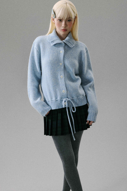 Wool Plaid Pleated Half Skirt