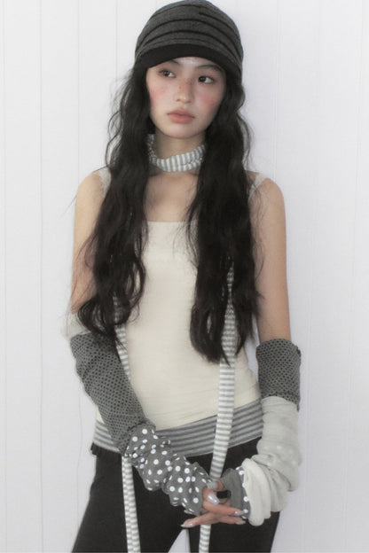 Halter Lace Camisole and Dark Pants Set-Up