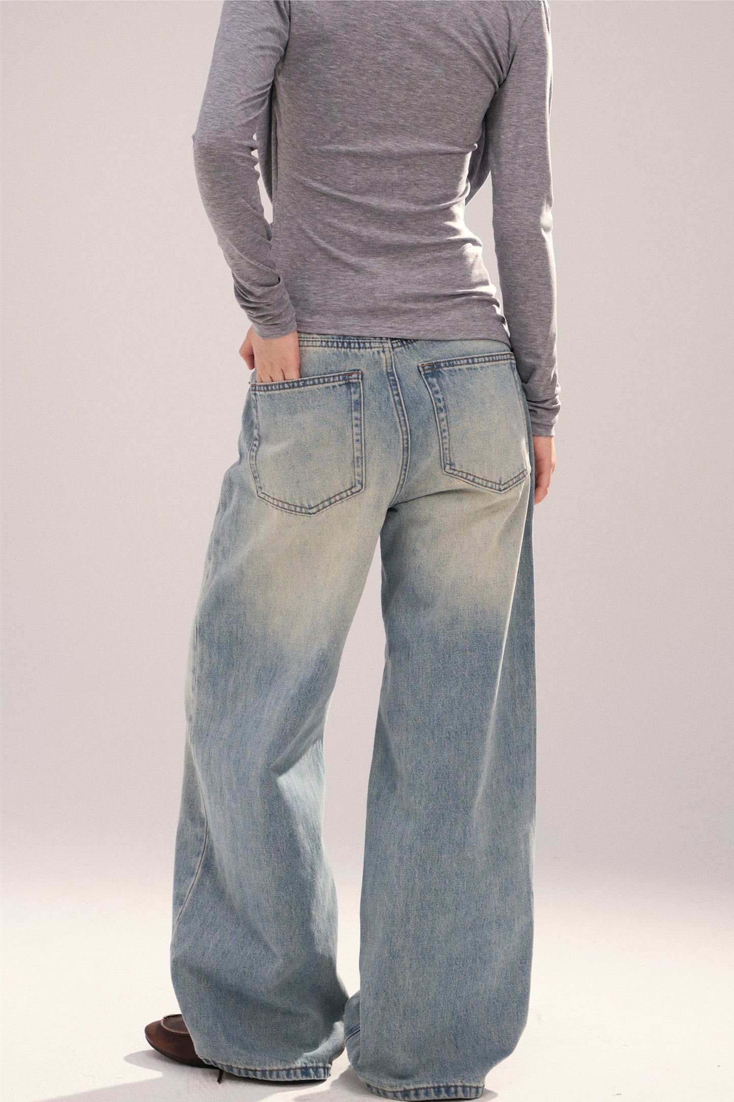 Vintage Washed Distressed Denim Pants