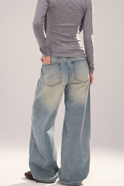 Vintage Washed Distressed Denim Pants