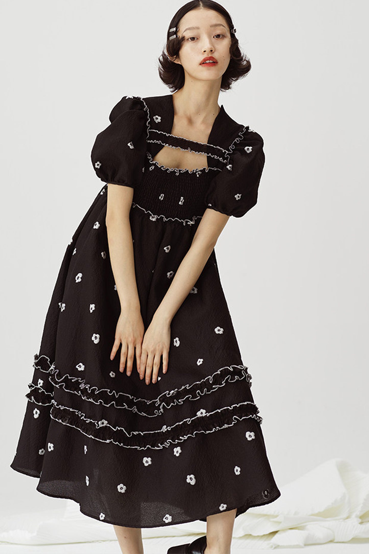 Floral Puff-Sleeve Dress