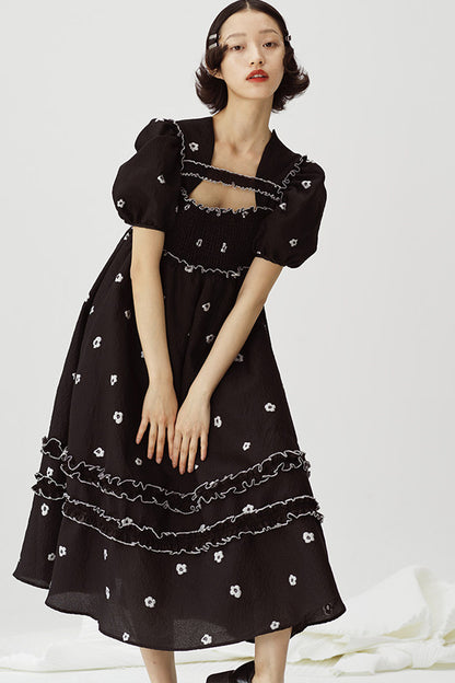 Floral Puff-Sleeve Dress