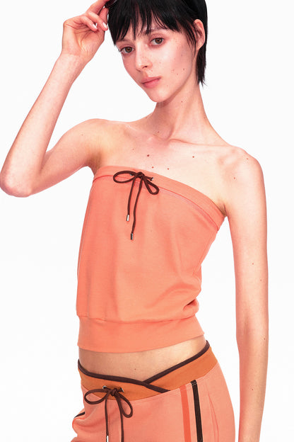 Color-Blocked Drawstring Tube Top
