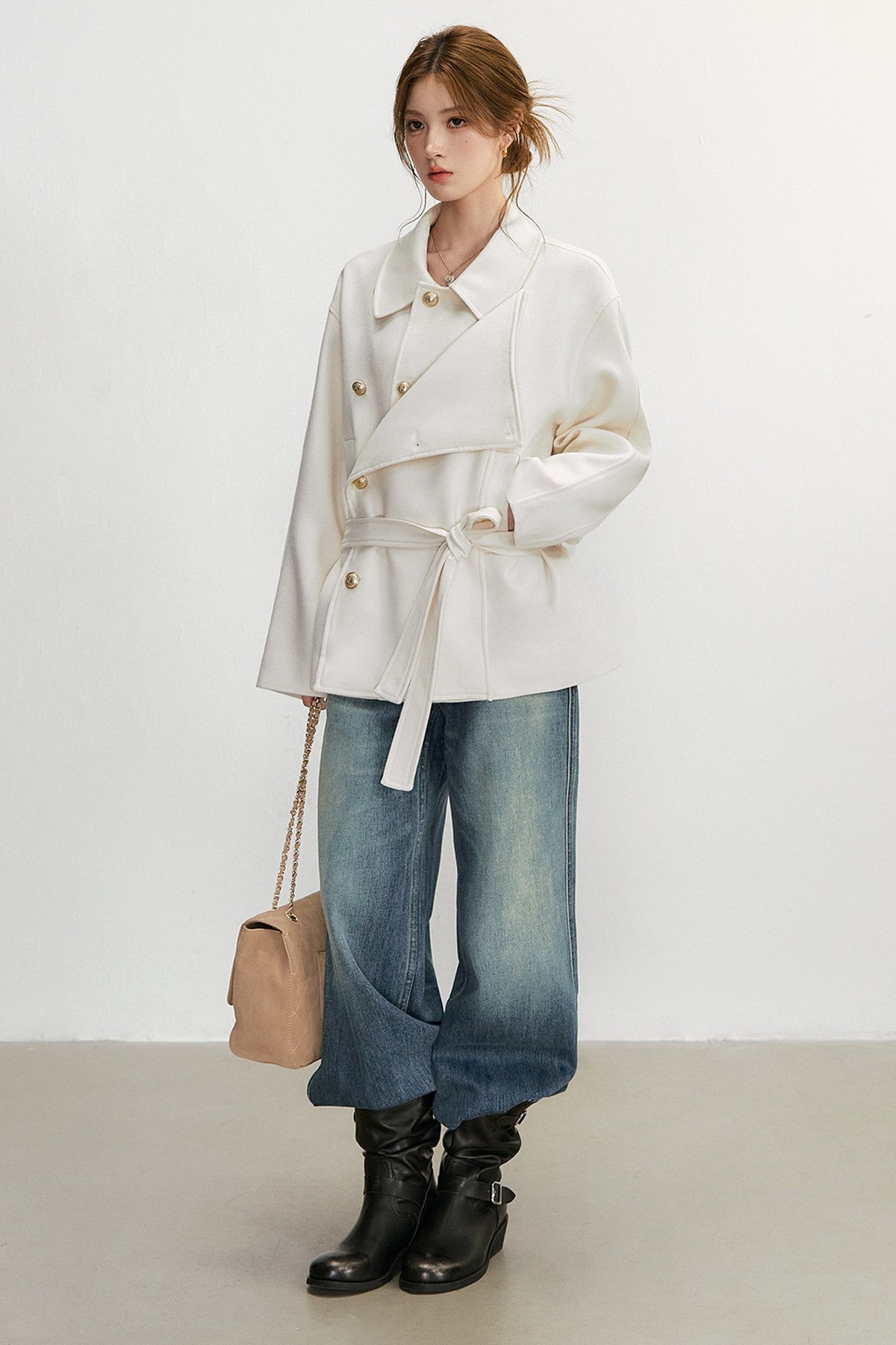 Double-Breasted Wool Blend Jacket