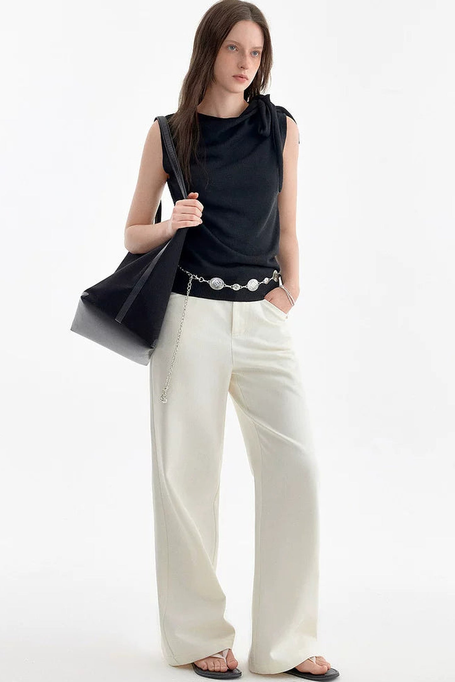 Gentle Wind Imitation Denim Straight Pants