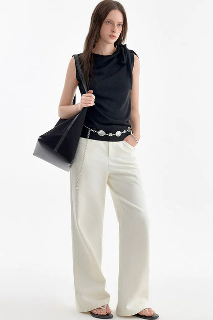 Gentle Wind Imitation Denim Straight Pants