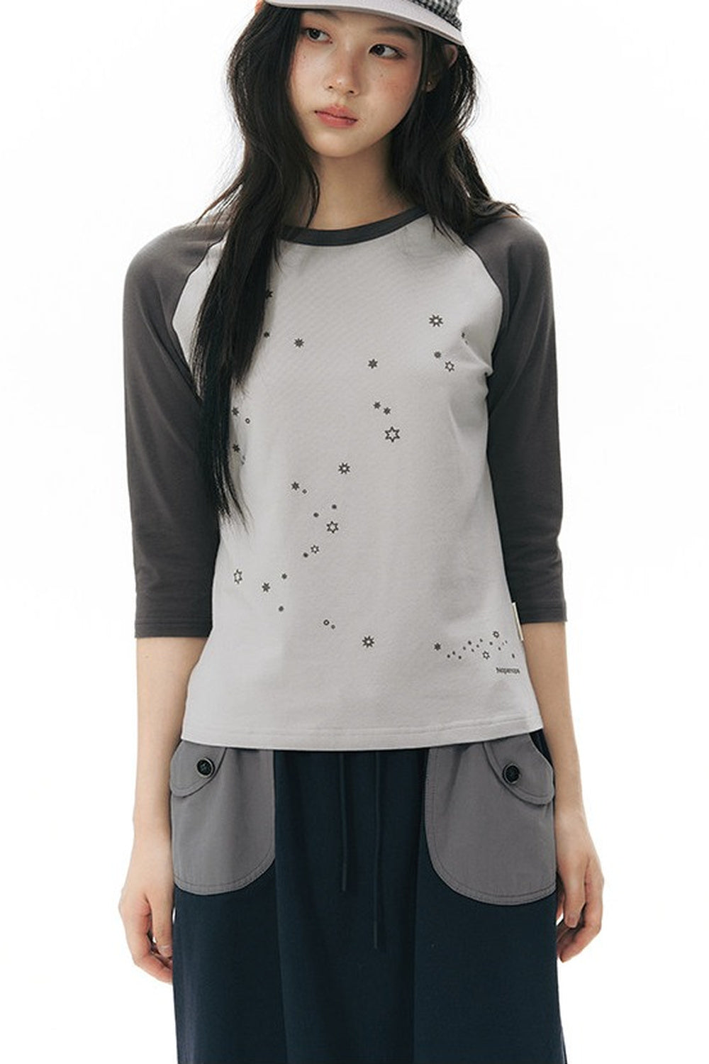 Color-Blocked Raglan Sleeve Knit Blouse