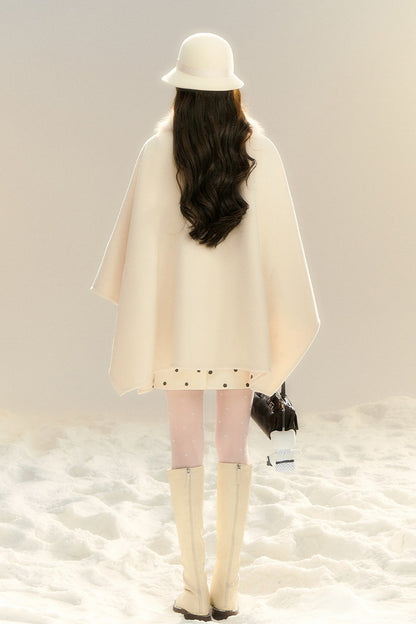 Miu 스타일 물방울무늬 케이프