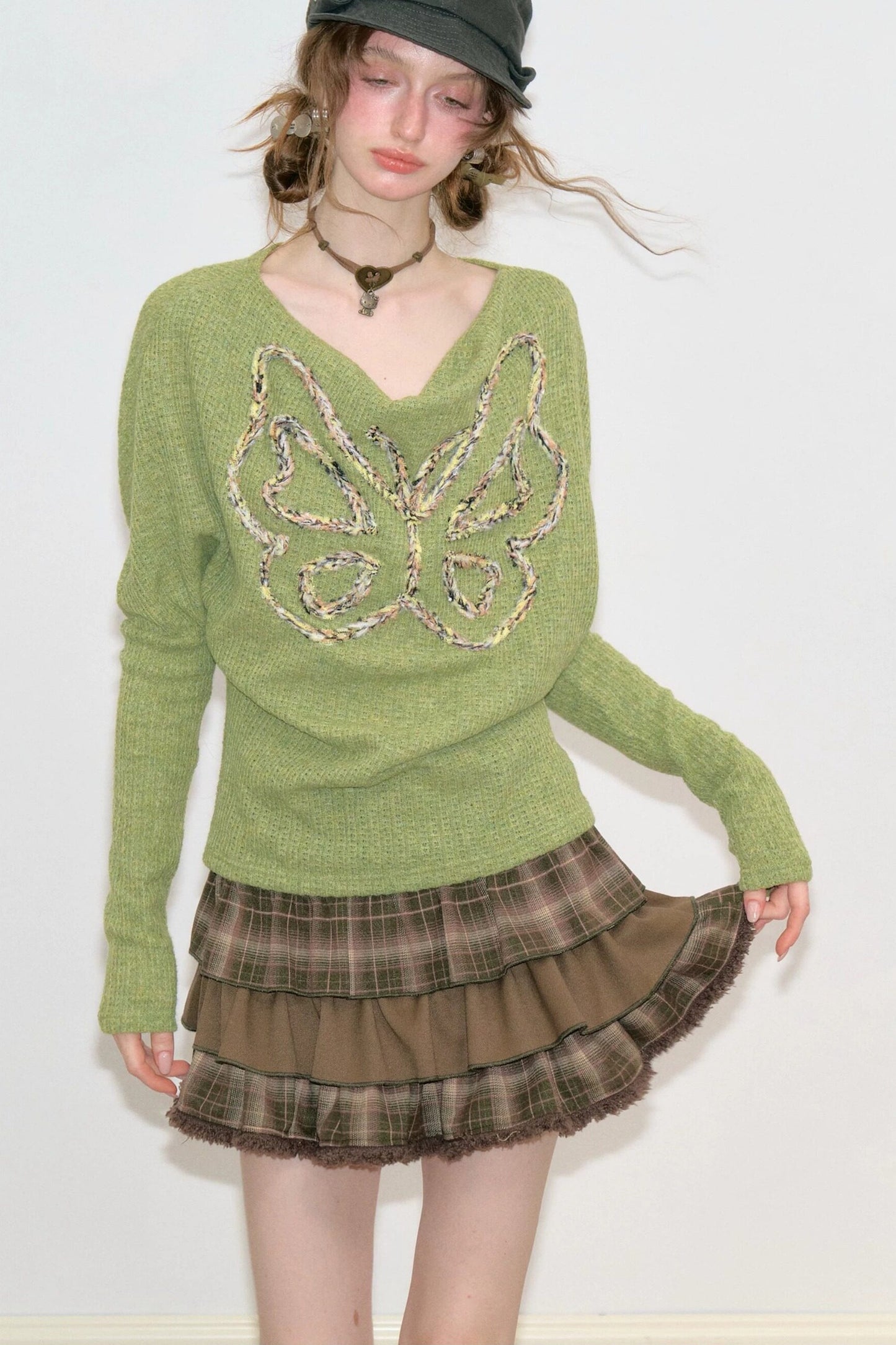 Retro Butterfly Knit Top