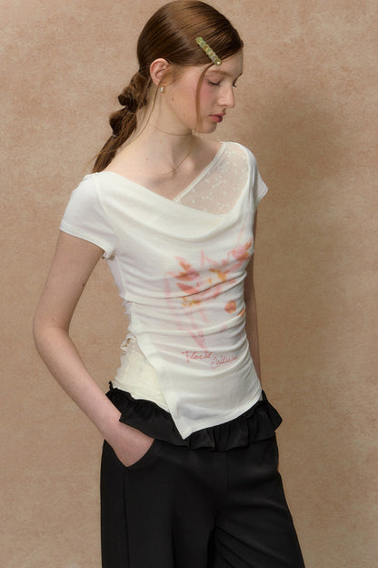 Sakura Asymmetrical Lace Top