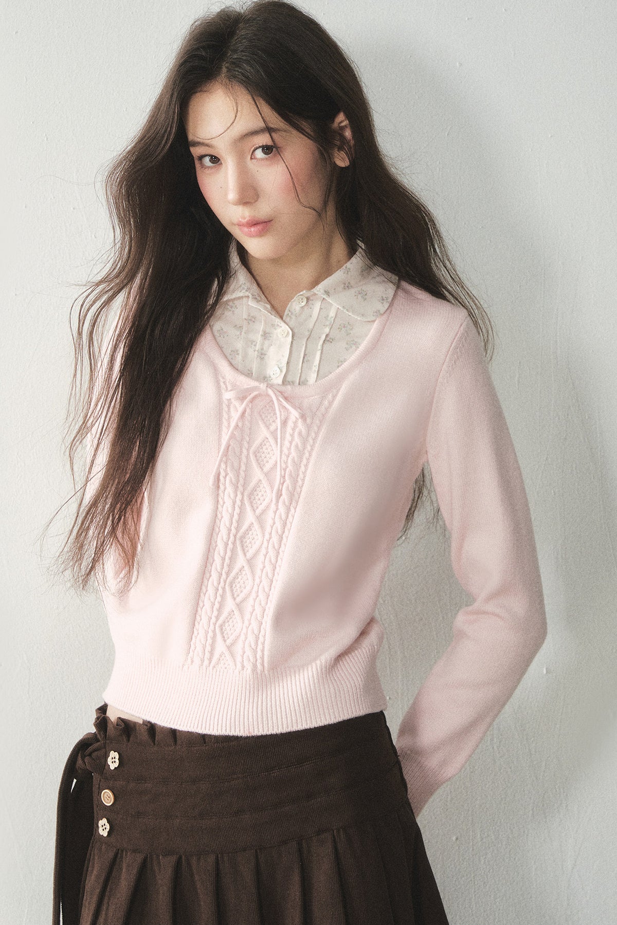Floral Layered-Look Sweater