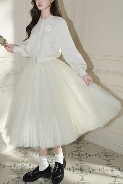 White Mesh Tutu Skirt