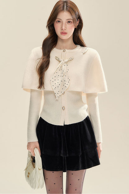 Gray Cape Knit Cardigan