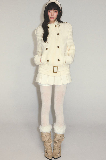 Double-Breasted Loose Knit Cardigan
