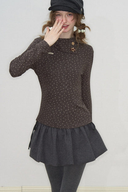 Starry Dots Asymmetrical Knit Top