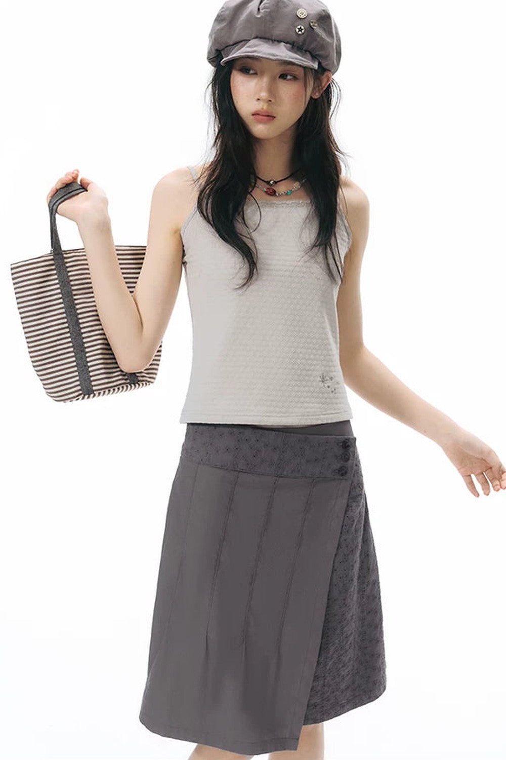 Retro Asymmetrical Pleated Skirt