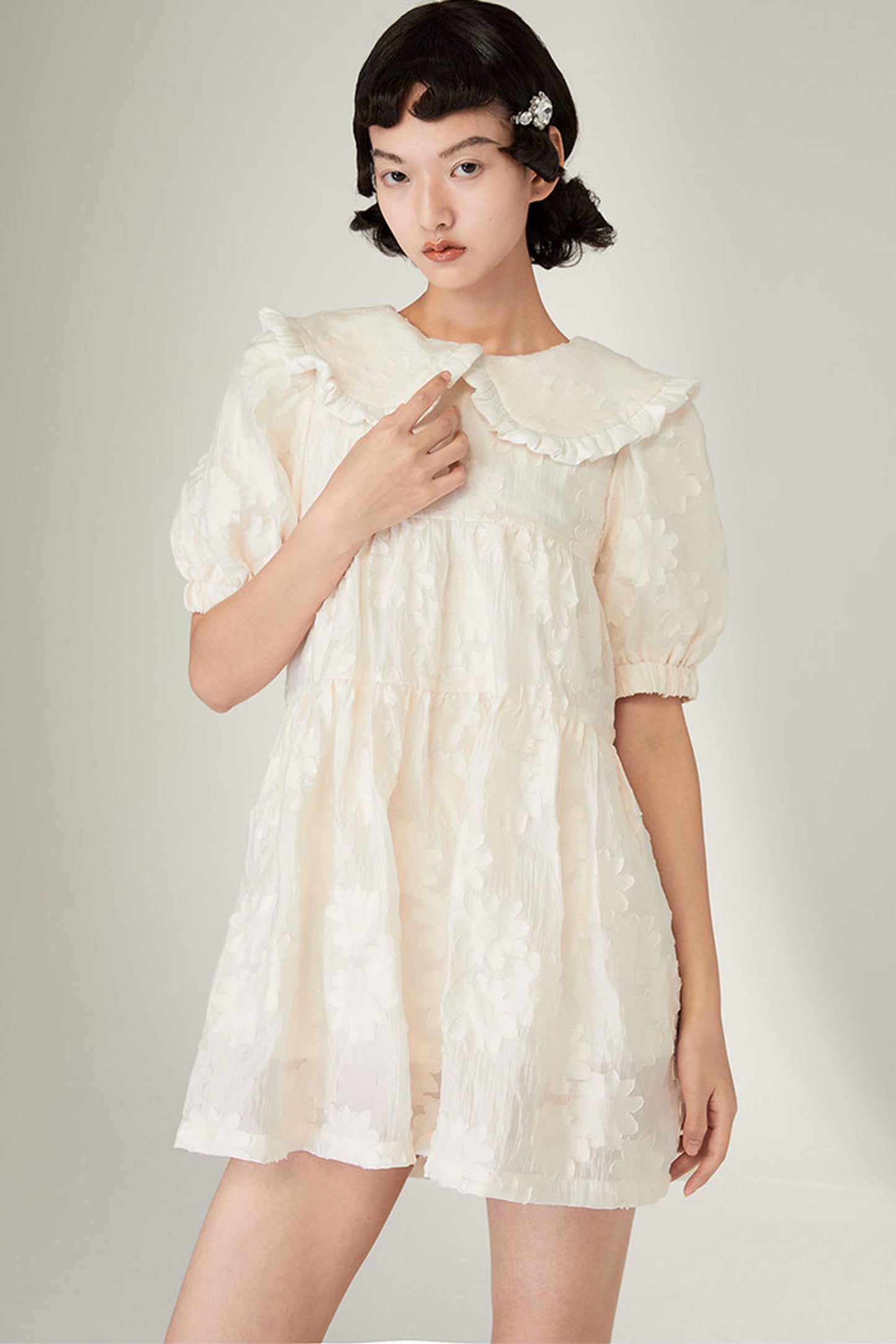 Ruffled Peter Pan Collar Dress