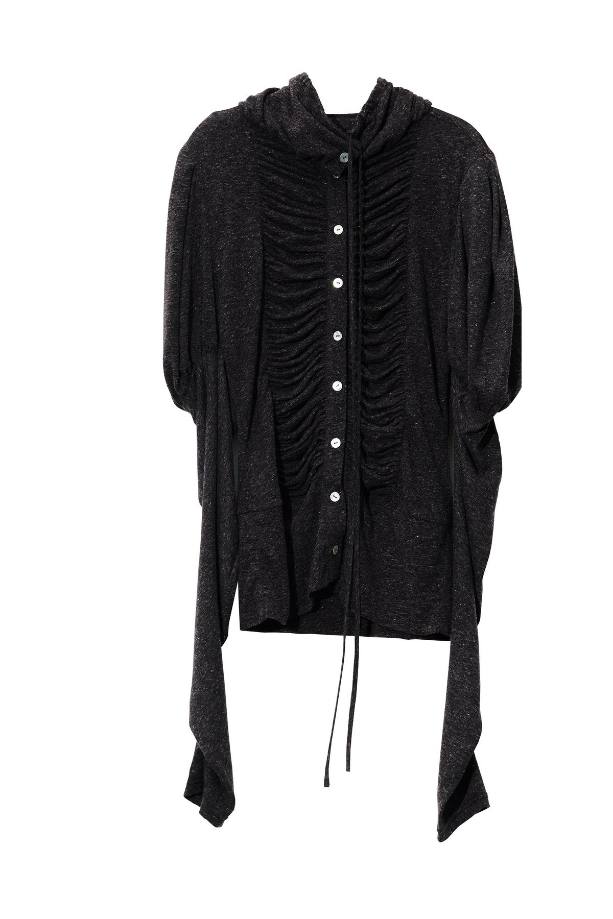 Pleated High-Neck Knit Top