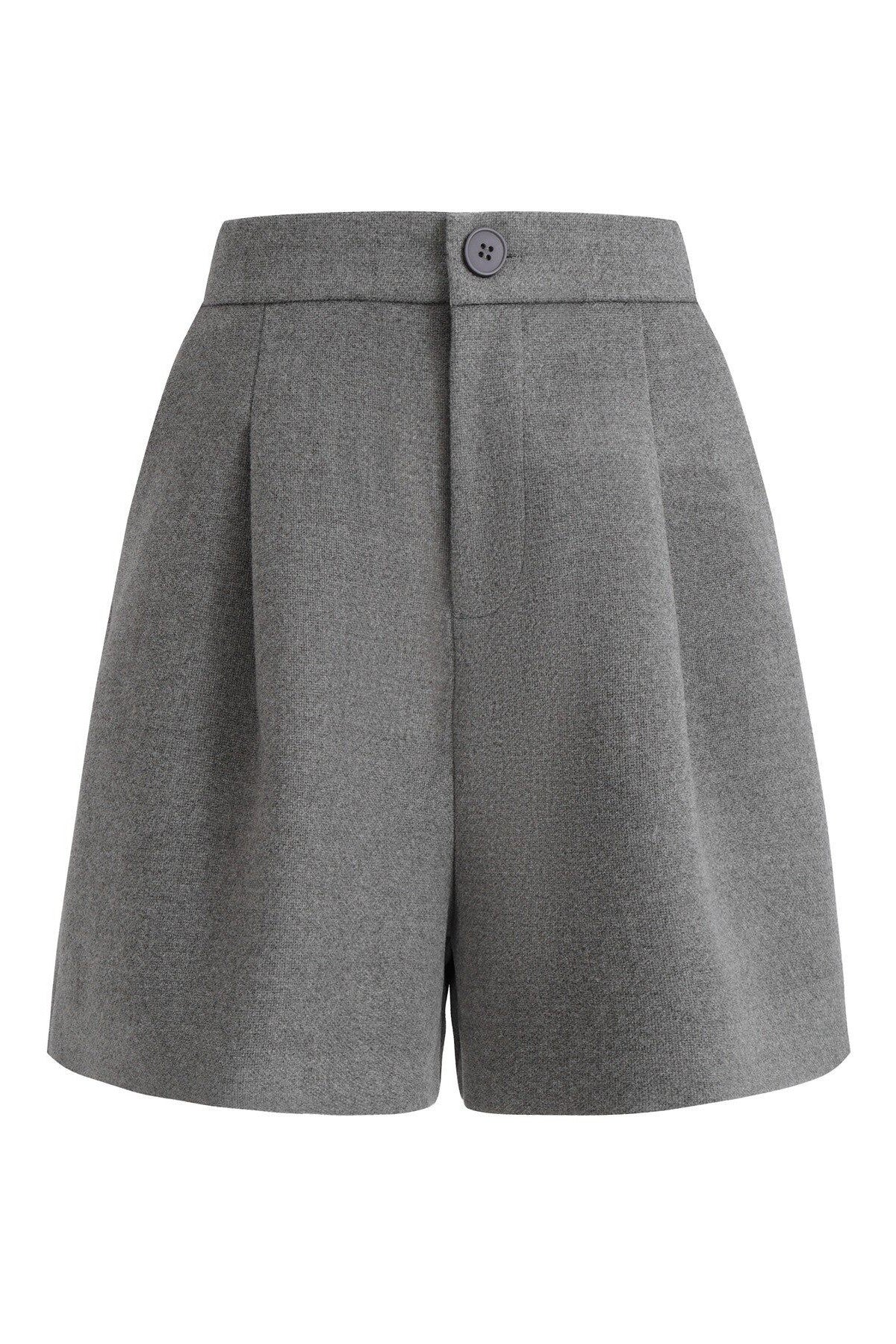 Fair Isle Hooded Knit Cardigan and Woolen Shorts Set-Up