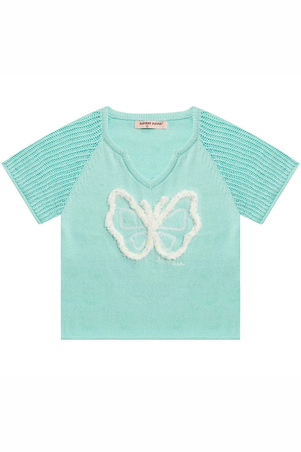 Top Raglan a Maglia con Farfalle 3D