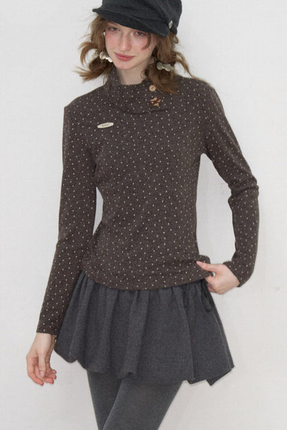 Starry Dots Asymmetrical Knit Top