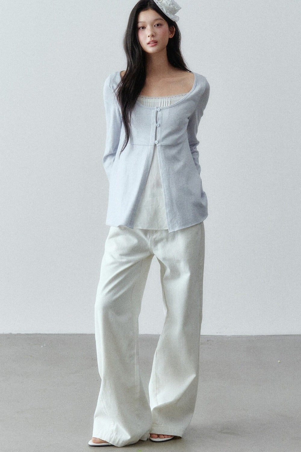 Long Sleeve Cashmere Cotton T-Shirt
