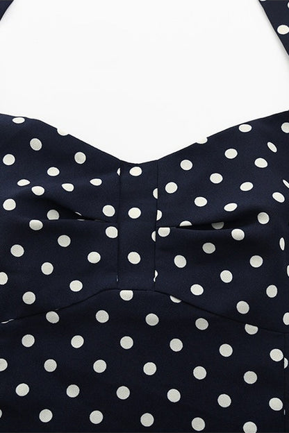 Polka Dot Halter Tiered Dress