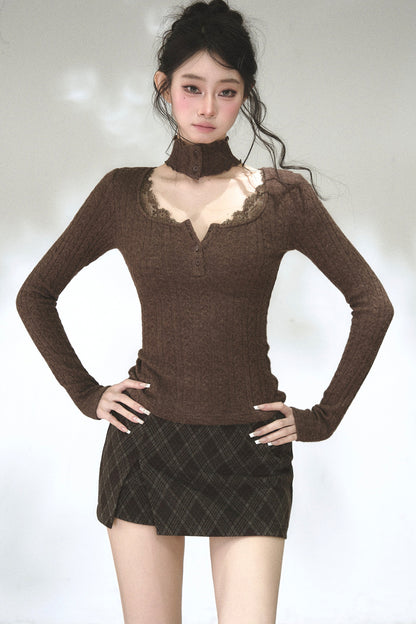 Lace Patchwork A-Line Skirt