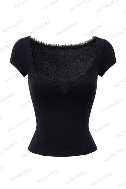 Ruffled Lace Trim Blouse