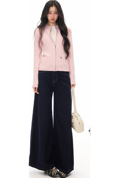 Long Sleeve Knitted Cardigan and Pants Set-Up