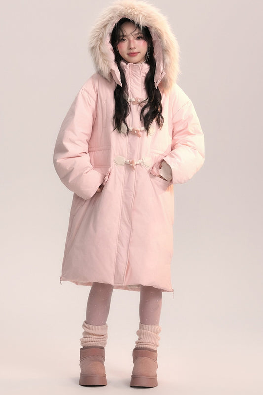 Bow Fur Collar Down Coat