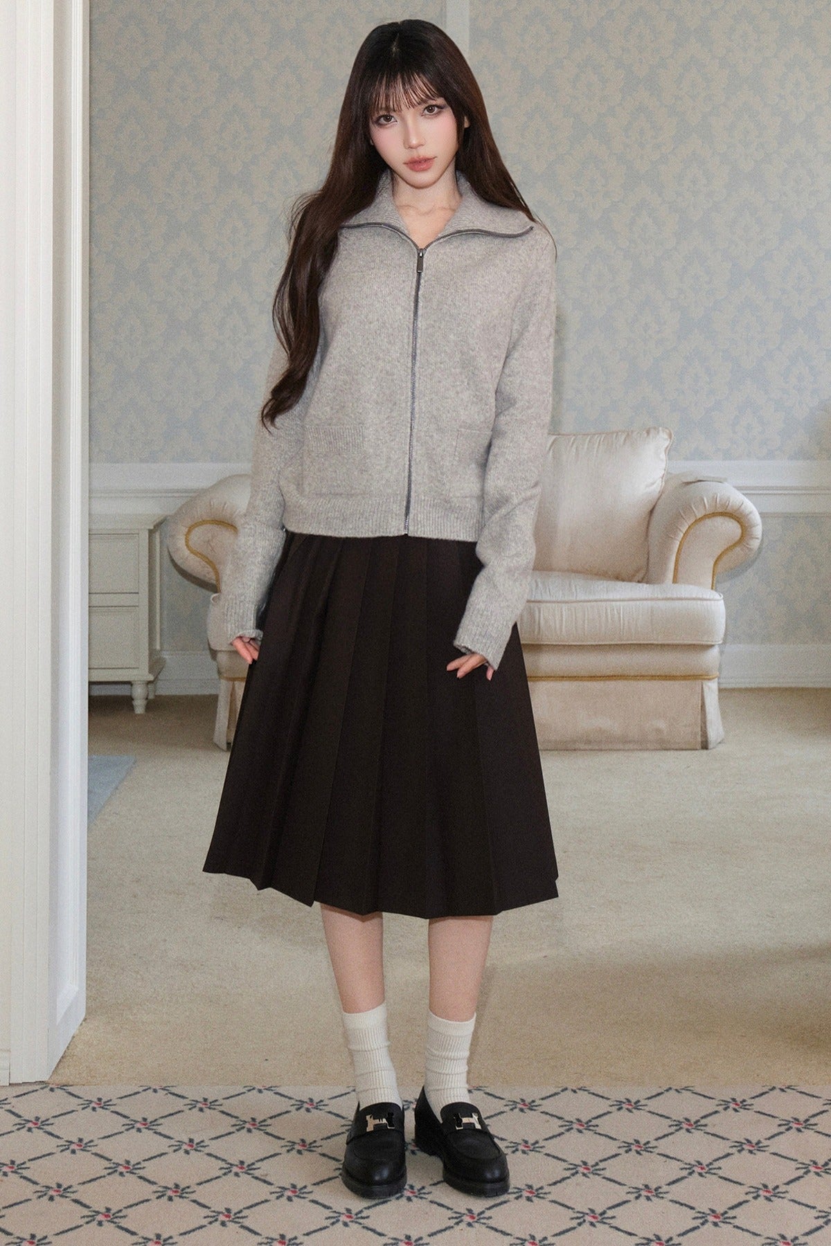 Avenement Lapel Long Sleeve Knitted Cardigan