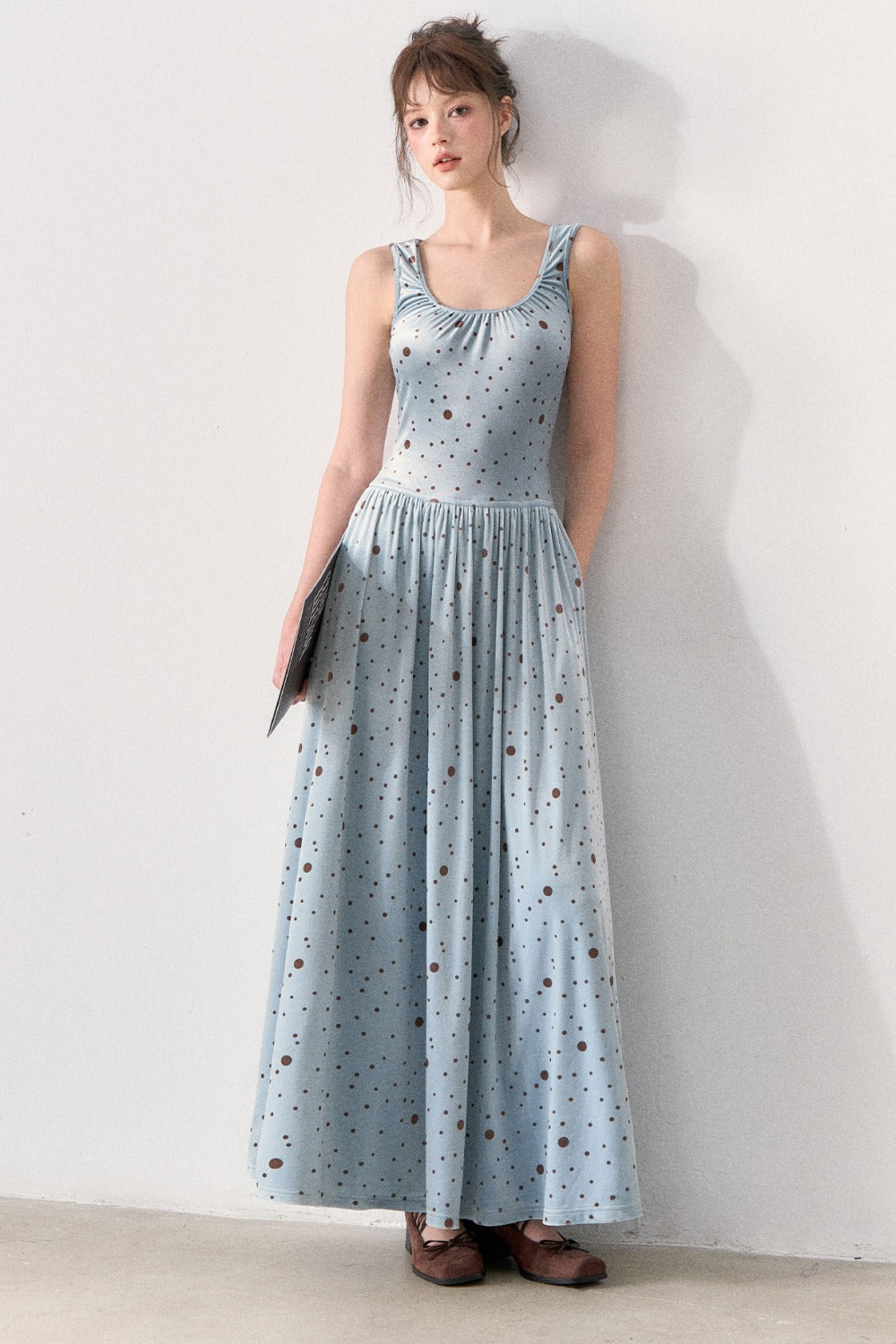 Slim Fit Polka Dot Dress and Knit Cardigan