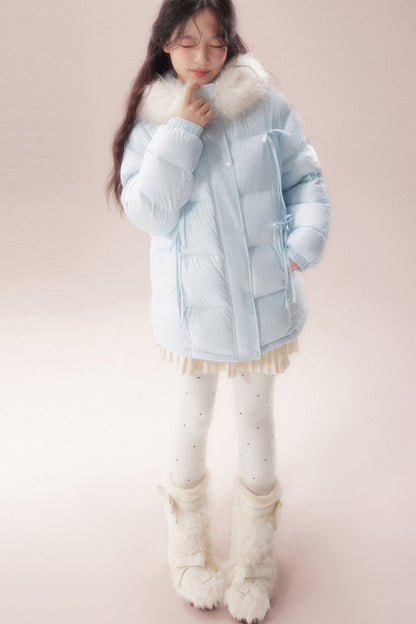 Snow Bow Fur Collar Down Jacket