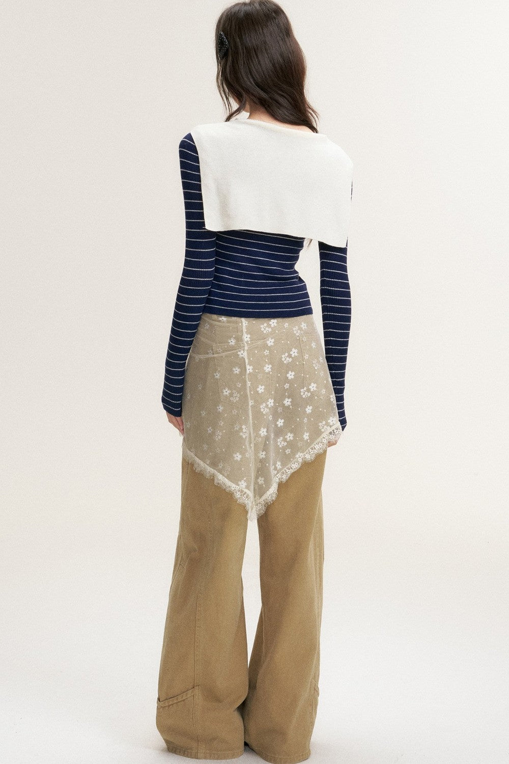 Color-Blocked Fake Two-Piece Knit Set-Up