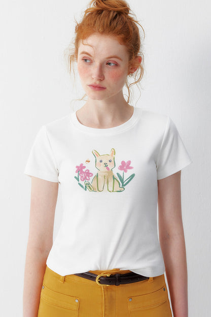 White Bunny Cotton Blouse